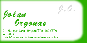 jolan orgonas business card